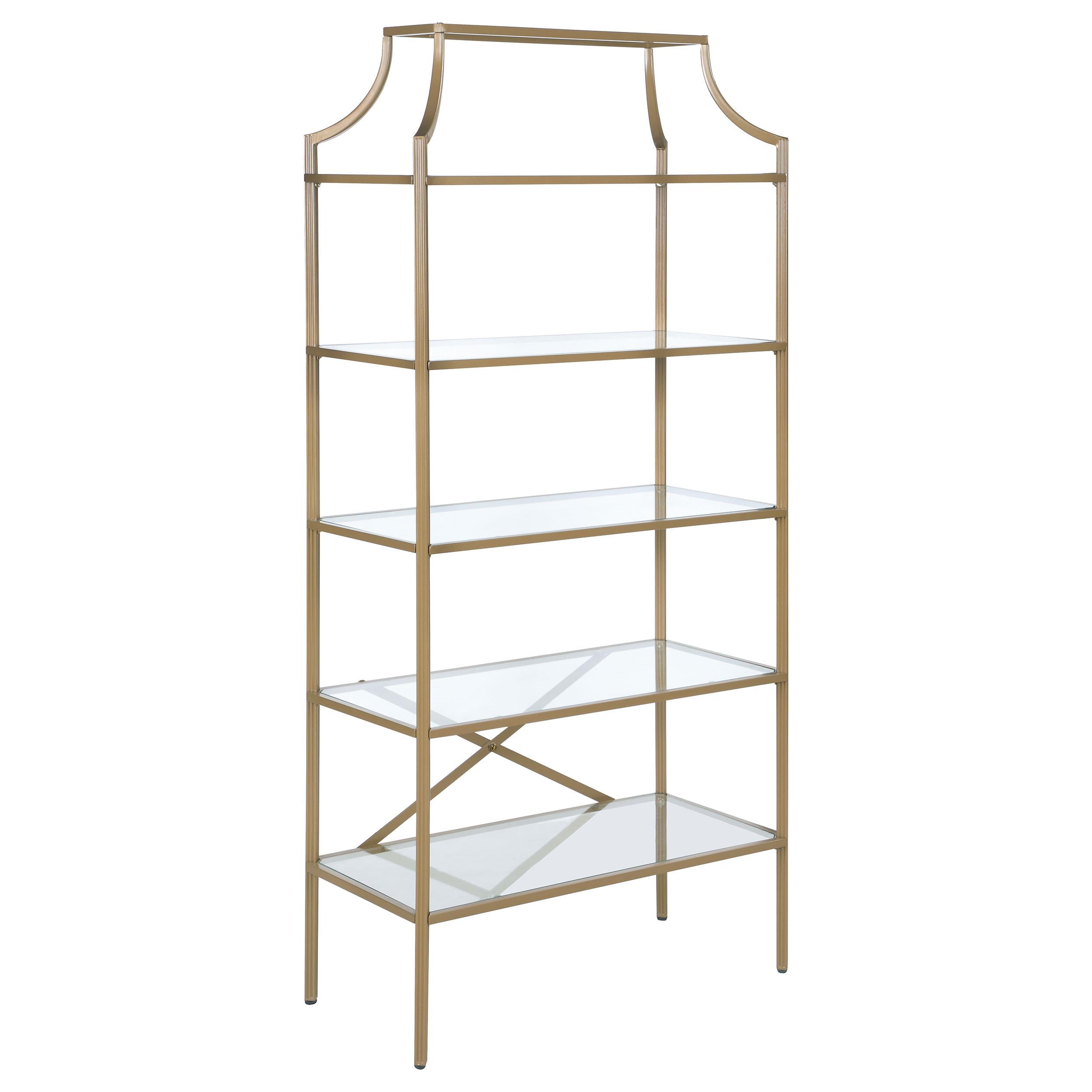 Coaster Furniture Serena 804393 70-inch 5-shelf Glass Bookshelf - Gold IMAGE 1